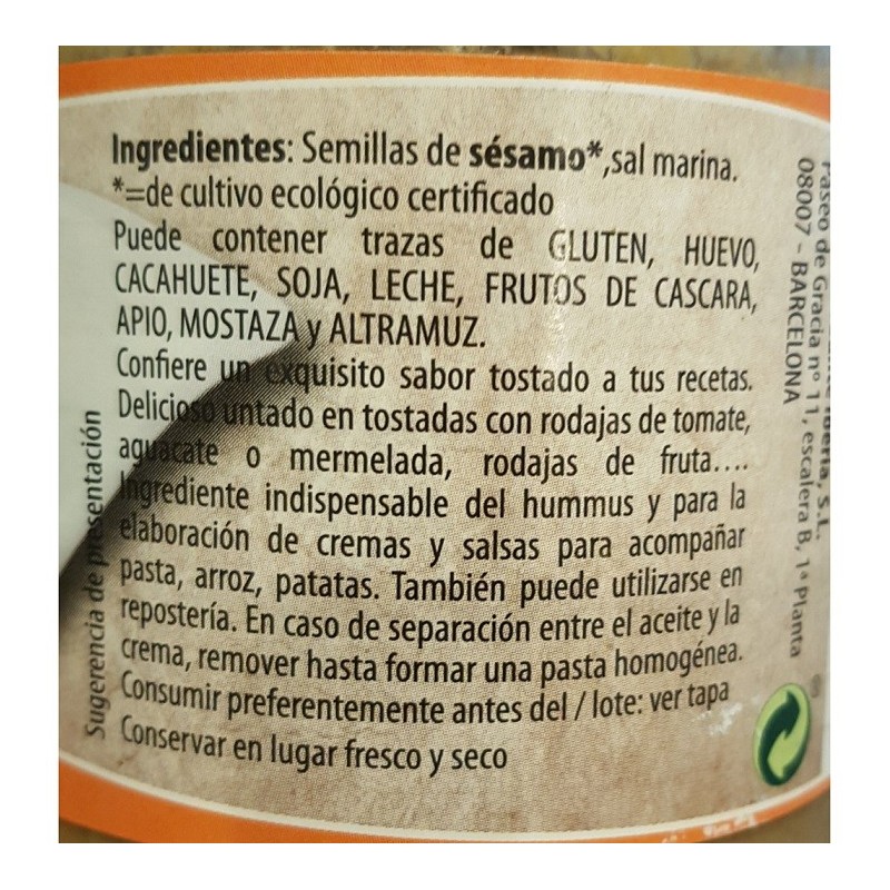 Tahin tostado BIO 250gr-Natursoy- crema de sesamo