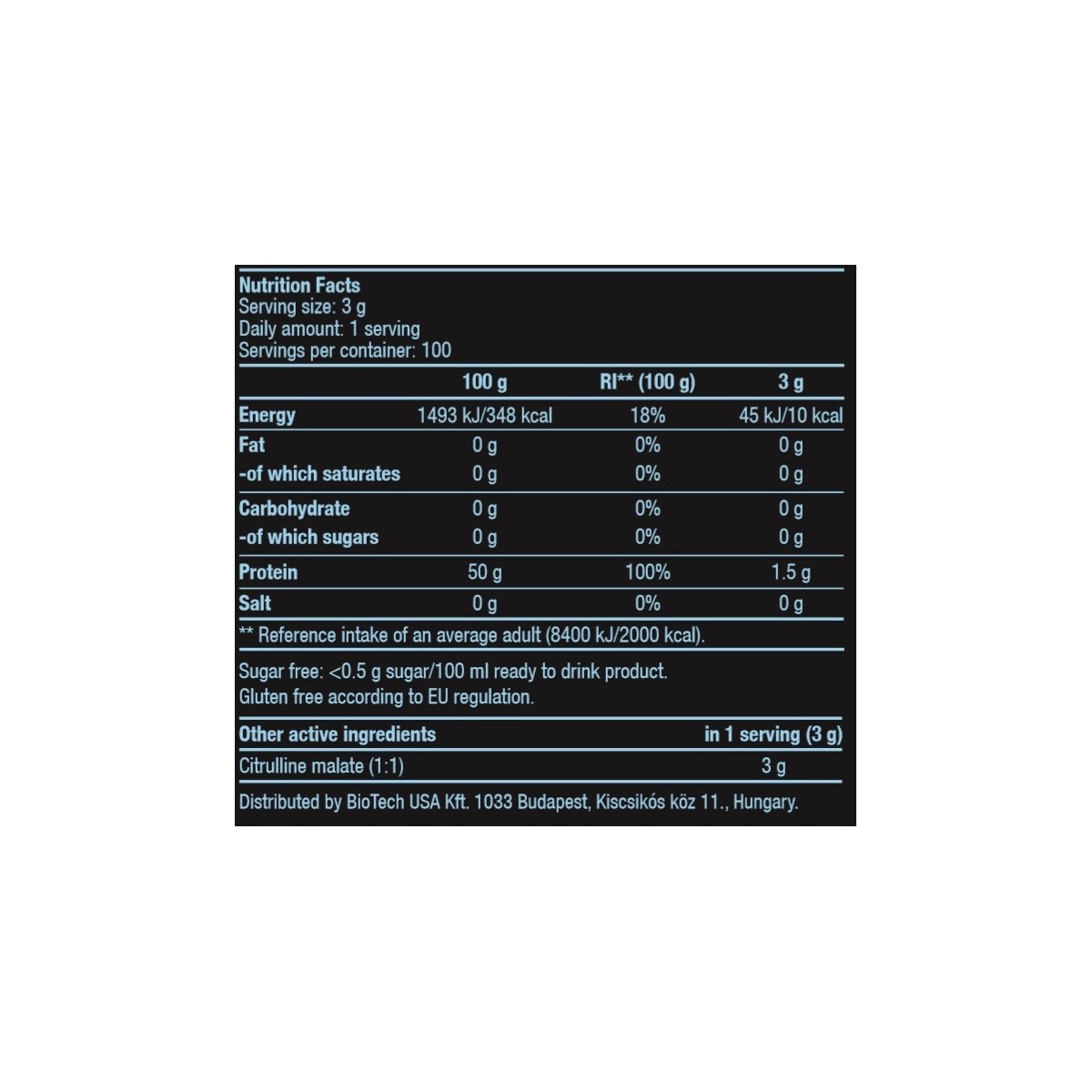 Citrulina Malato 300gr-BiotechUsa-Polvo