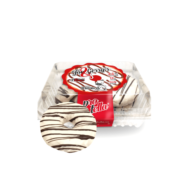 Protella Joe & Gerry's Donuts Fit Sabor Zebra - Chocolate blanco Pack 5 berlinas