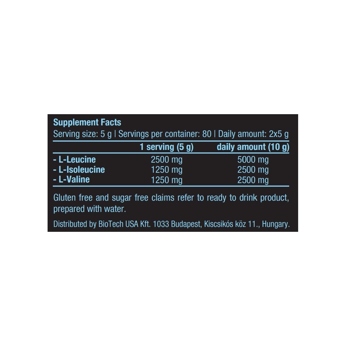 100% BCAA Biotech USA 400g Puros Sin Sabor Ratio 2:1:1