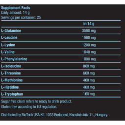 EAA Zero 350g Aminoacidos Esenciales Biotech USA con glutamina