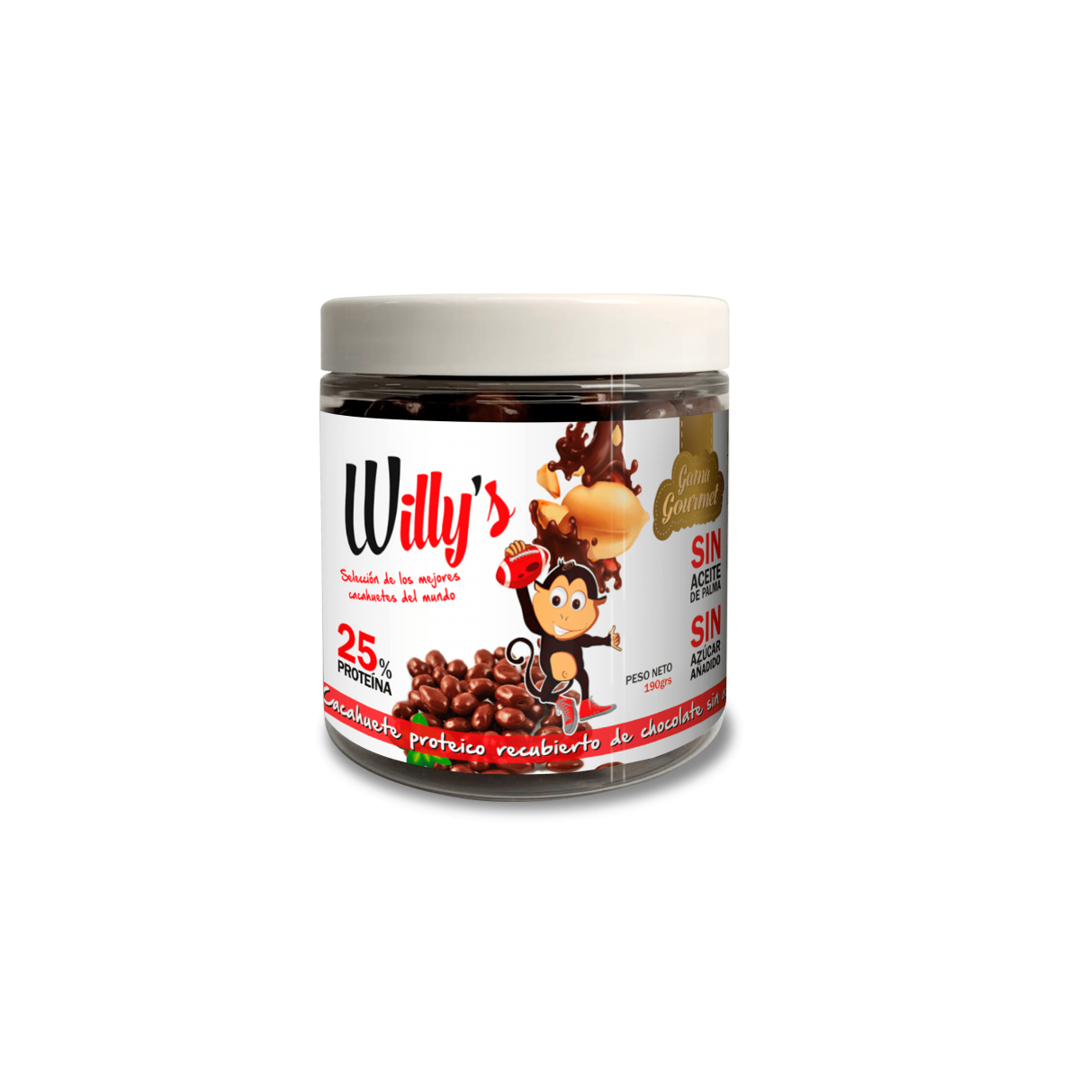 Protella Willy's Cacahuete Recubierto de Chocolate Sin Azúcar 190gr