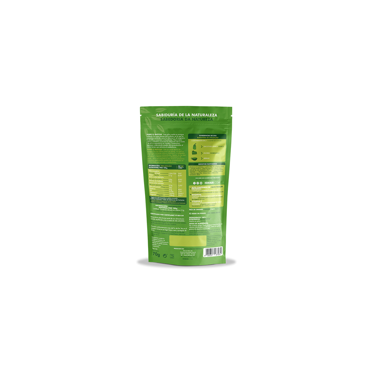Te Matcha Japonés en polvo ecológico 70gr Iswari