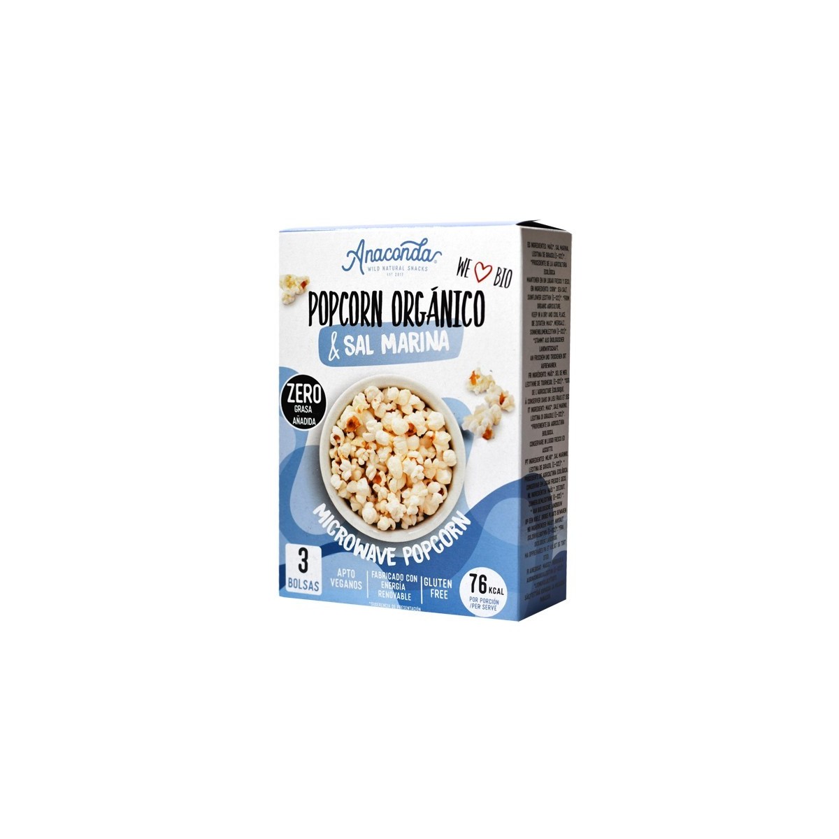 Palomitas para Microondas BIO Sin grasas Pack de 3 bolsas