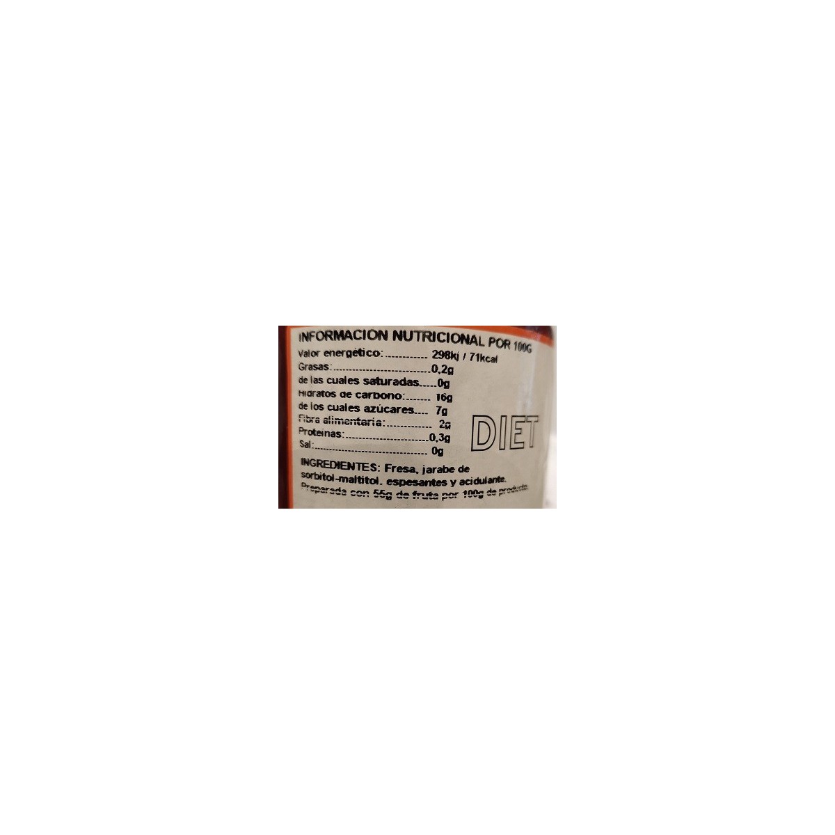 Mermelada Fresa Diet Sin Azucares Sin Fructosa 330g Intracma