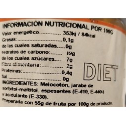 Mermelada Melocotón Diet Sin Azucares Sin Fructosa 330g Intracma