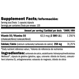Vitamina D3 2500 I.U + Calcio 120 caps Amix