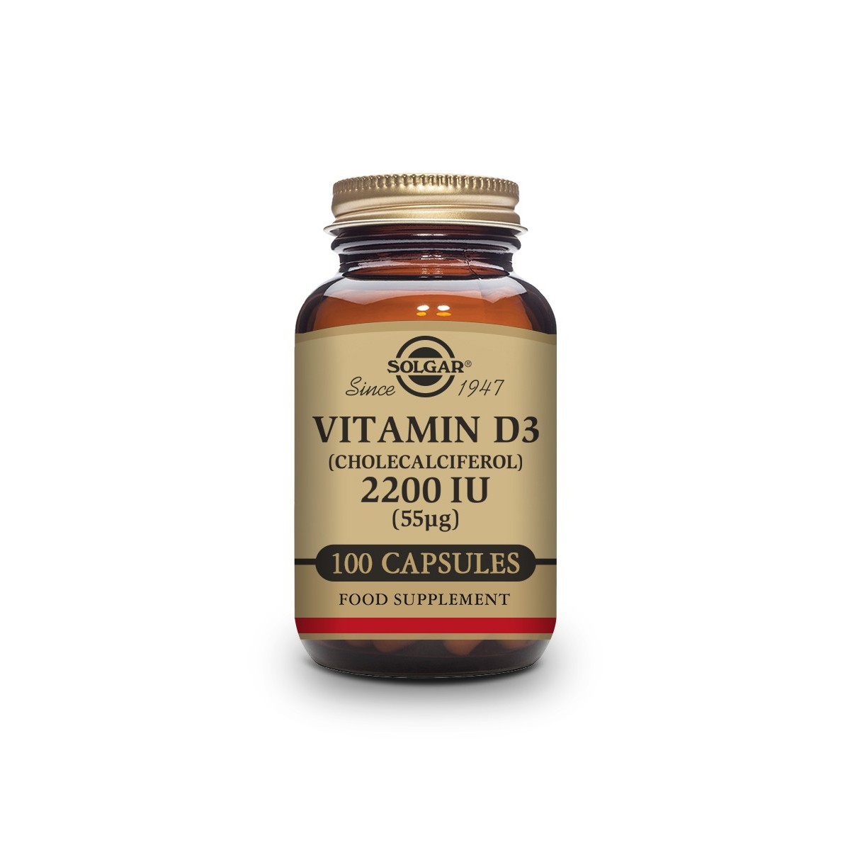 Vitamina D3 2200 UI (55 μg) (Colecalciferol) 100 cápsulas vegetales
