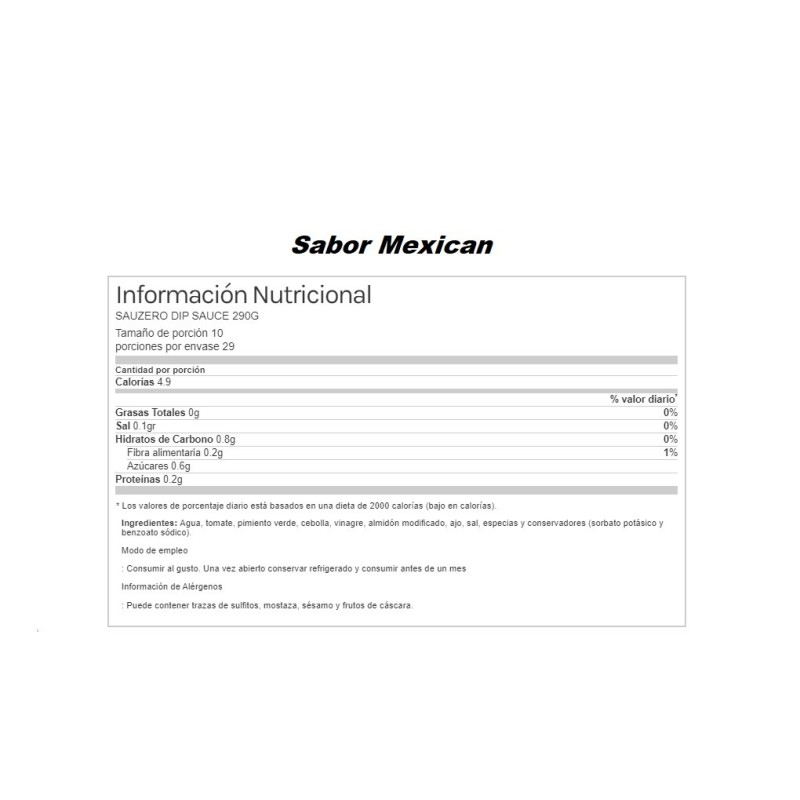 Sauzero Dip Sauce Salsa para Dipear 260gr