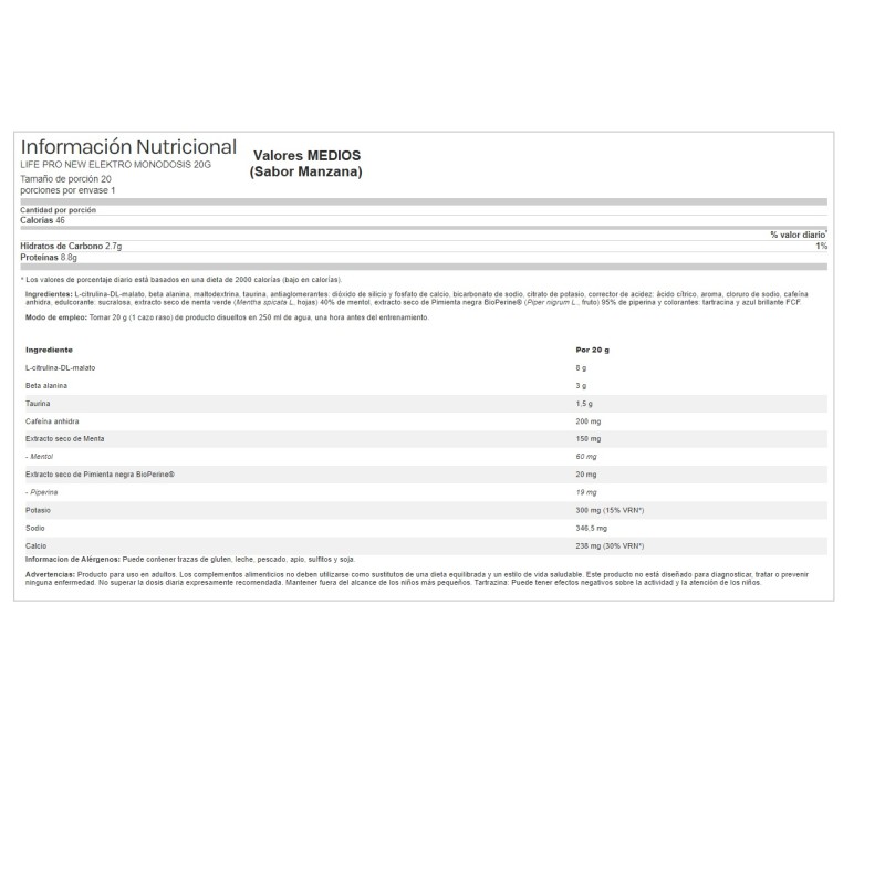 Elektro New Pre Workout Life Pro Monodosis 20g