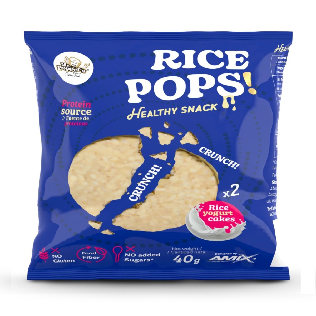 Tortitas de Arroz con Cobertura Sin Azúcares Amix Mr Popper's Rice Pops 40g