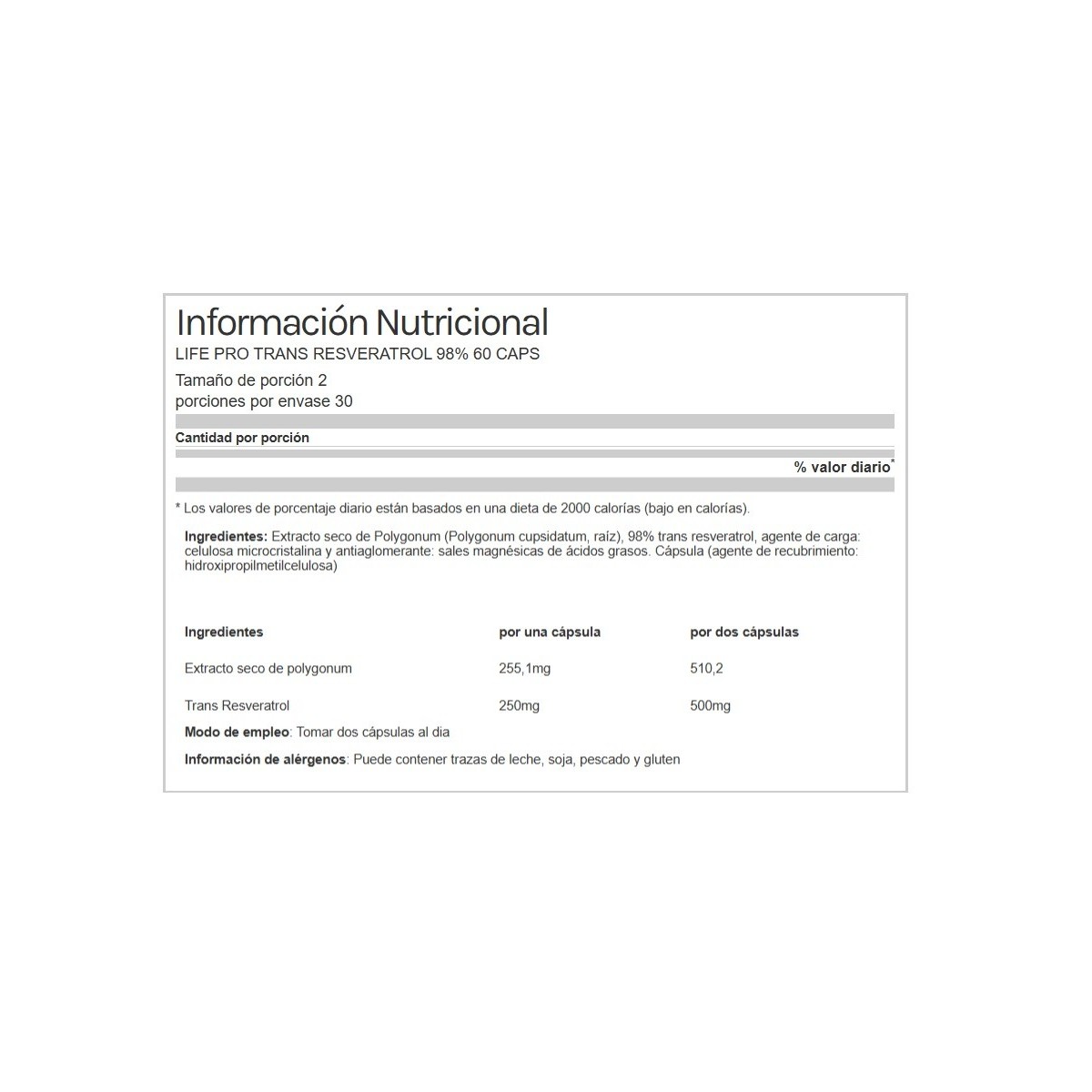 Trans Resveratrol 98% 60 caps Life Pro