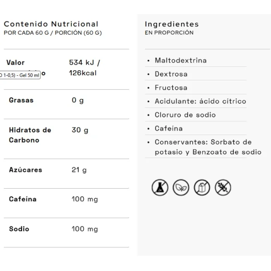 Gel Energetico 30CHO Con Cafeína Santamadre
