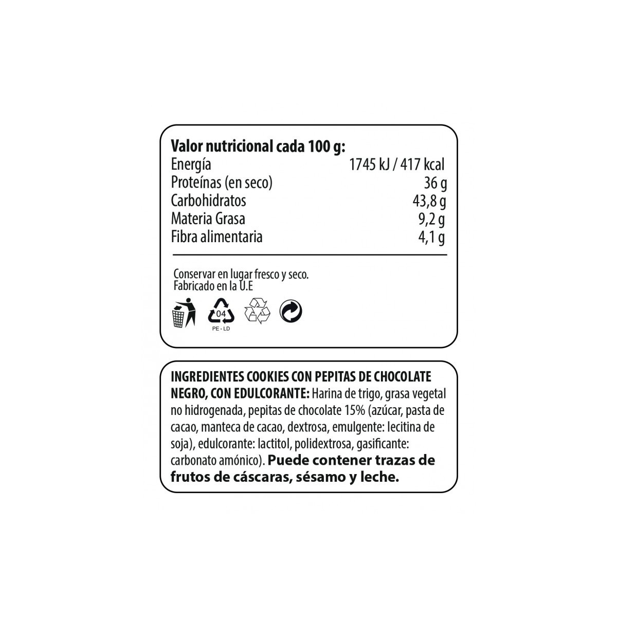 COOKIES PROTEINA 1X4UD-PEPITAS CHOCOLATE-MAX PROTEIN