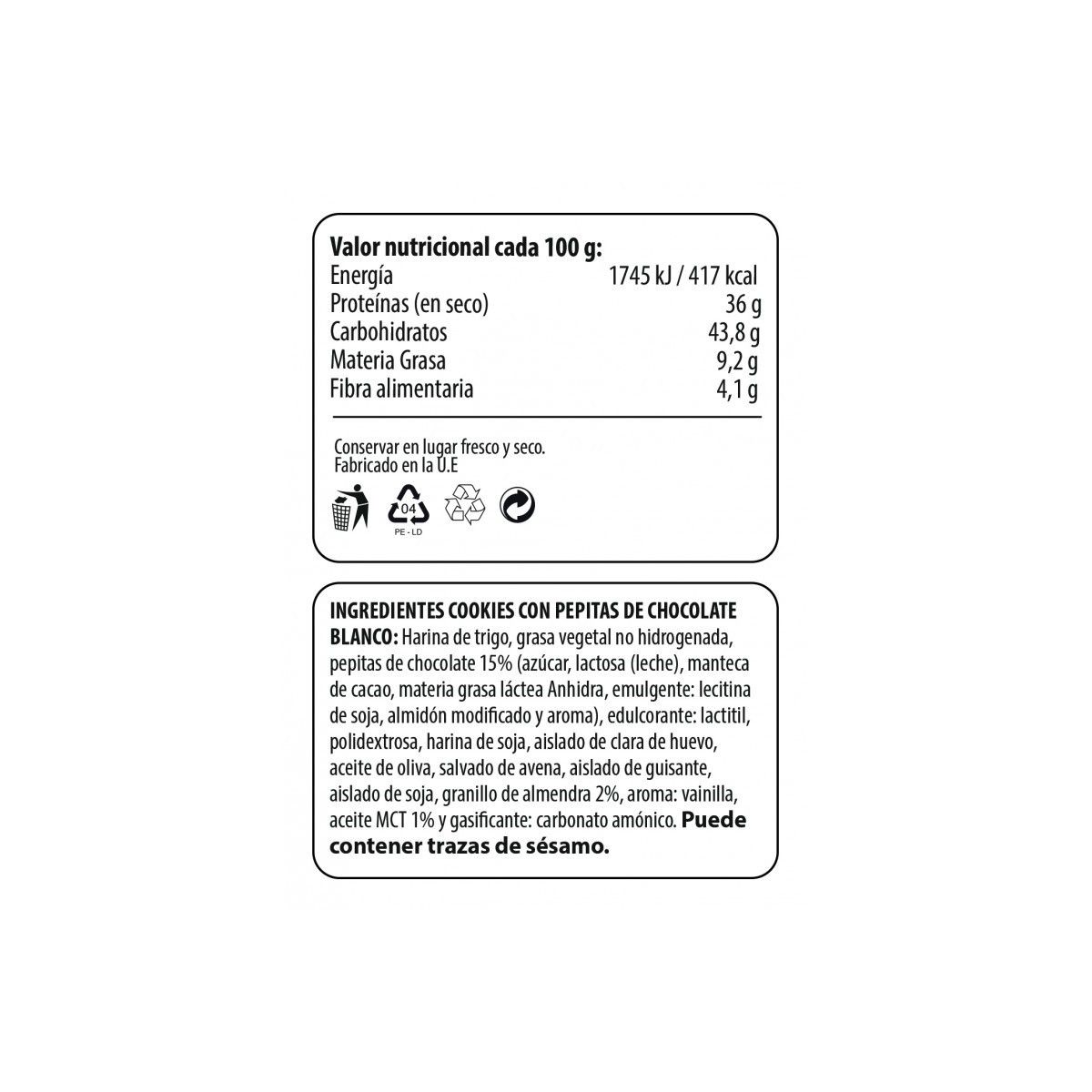 COOKIES PROTEINA 1X4UD-PEPITAS CHOCOLATE-MAX PROTEIN