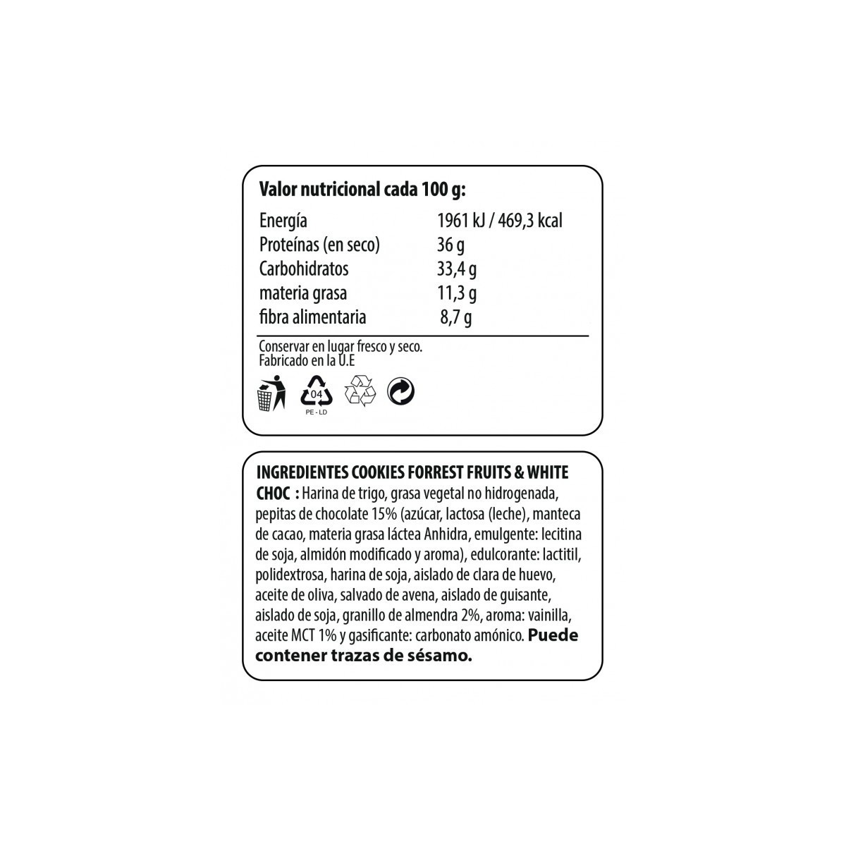 COOKIES PROTEINA 1X4UD-PEPITAS CHOCO BLANCO-MAX PROTEIN