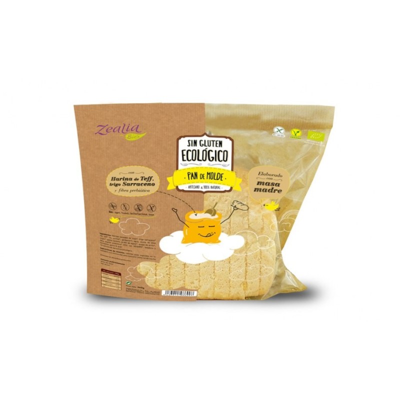 PAN DE MOLDE BIO SIN GLUTEN-ZEALIA-360g Masa madre y fibra prebiótica