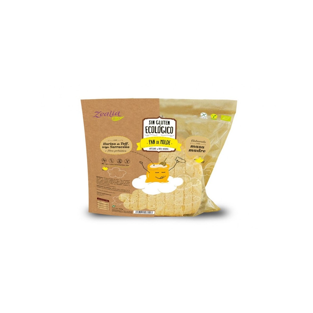 PAN DE MOLDE BIO SIN GLUTEN-ZEALIA-360g Masa madre y fibra prebiótica