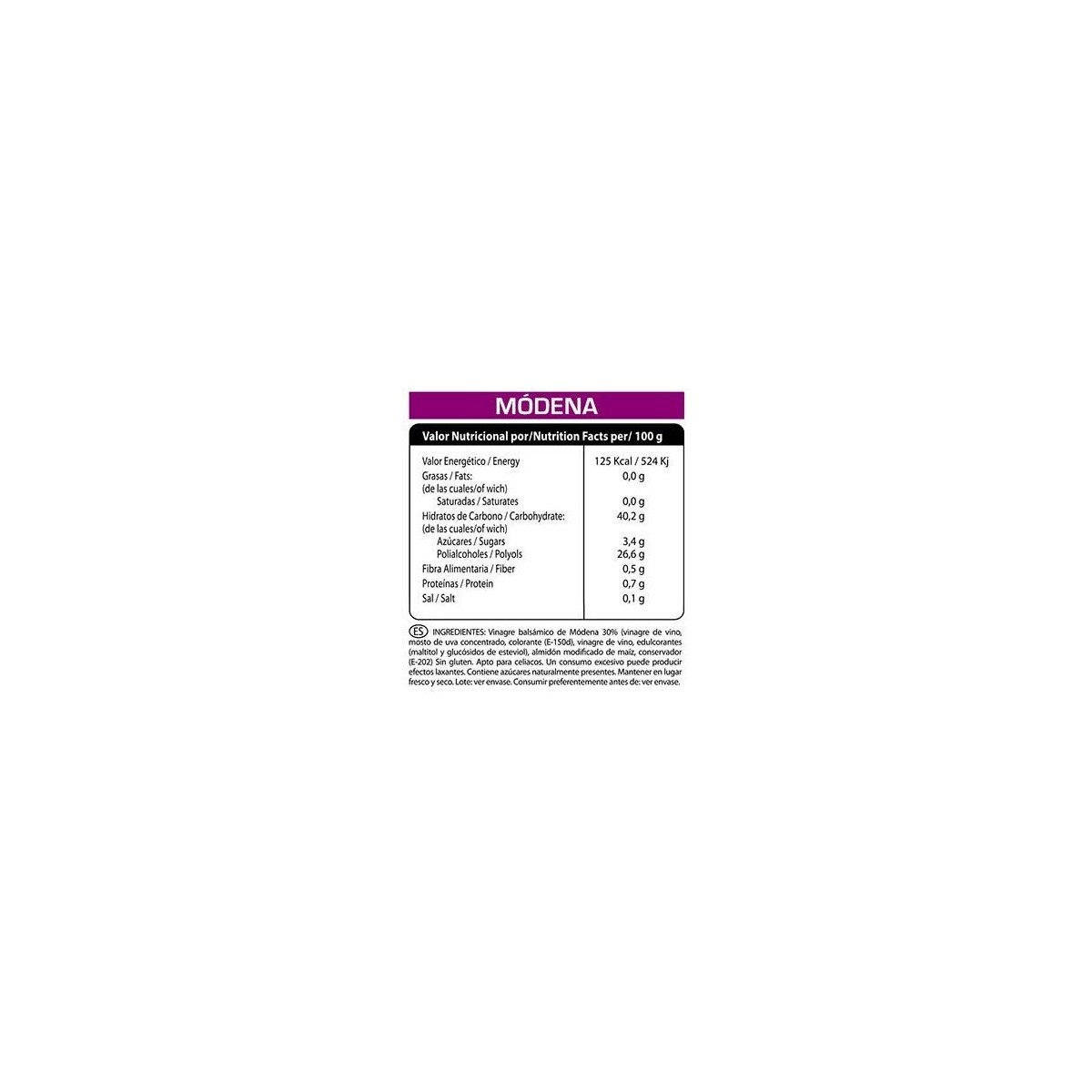 Crema de Vinagre 0% MODENA 225g -Vitobest-Sin azucares-sin grasas